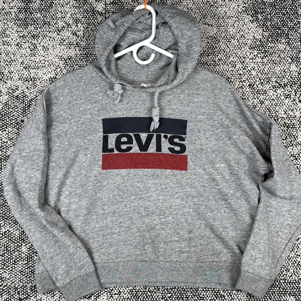 Levis Hooded Sweatshirt Womens 2X Long Sleeve Gray FLAW‎ READ